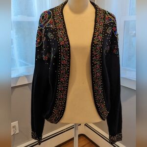 Vintage 90s Sequined Beaded Cardigan Sweater